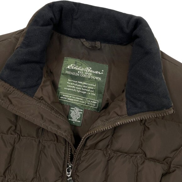 Eddie Bauer Goose Down Brown Puffer Quilted Ski Vest Jacket Women's Large - Picture 2 of 8